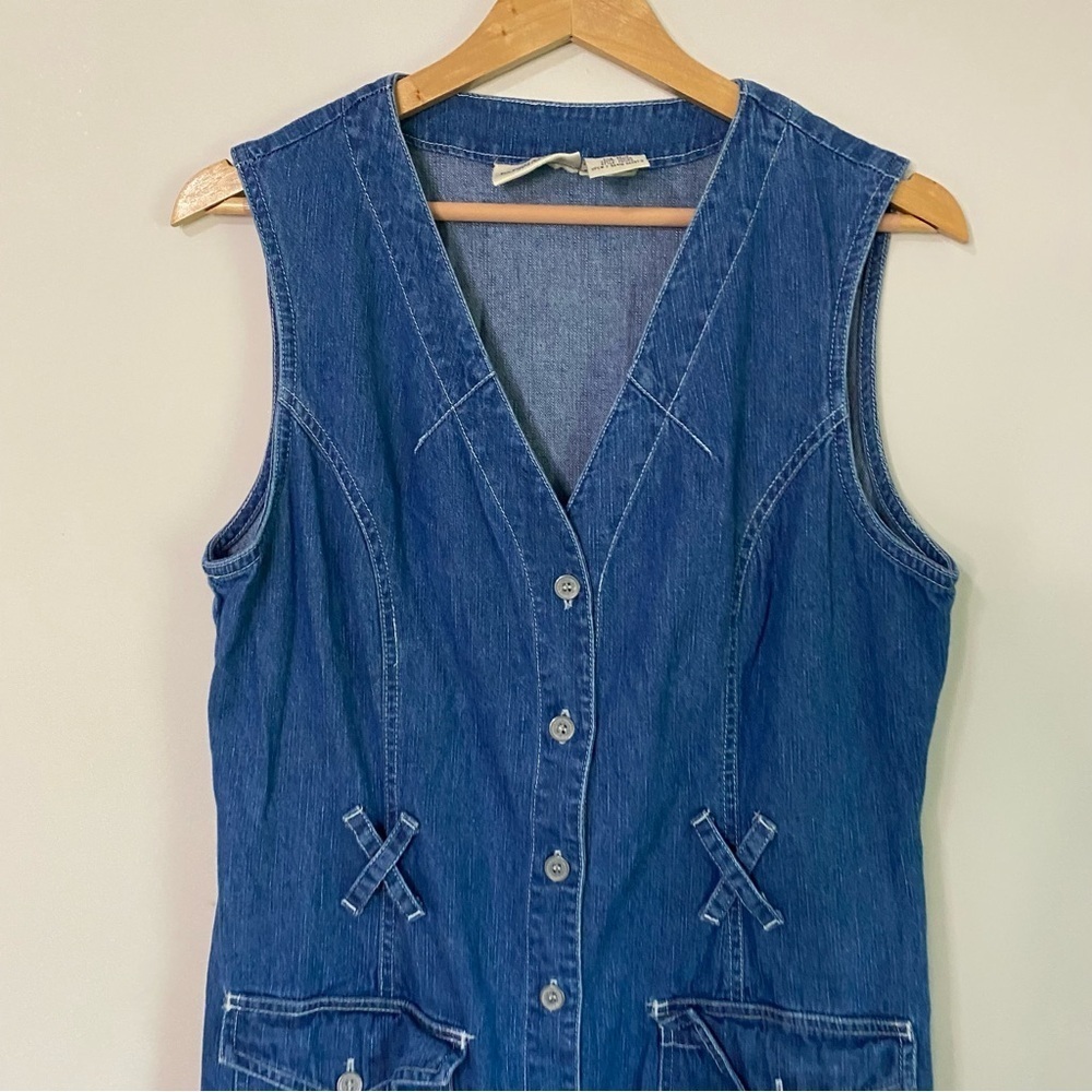 [Faded Glory] Women's Vintage Denim Western Maxi Length Sleeveless Dress - Picture 2 of 7